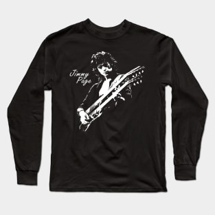 jimmy page vintage white silhoutte Long Sleeve T-Shirt